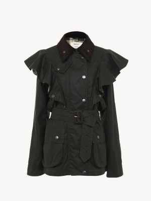 Chloe Barbour For "Dustyn" Ruffled Jackor Obsidian Bruna | CHE-SR13786