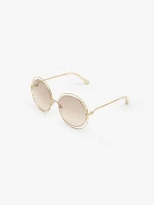 Chloe Carlina Petite Solglasögon Guld Beige | CHE-SR14544