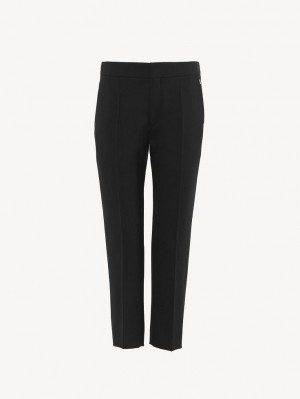 Chloe Cropped Cigarette Byxor Svarta | CHE-SR13971