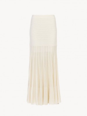Chloe Flared Maxi Stickat Vita | CHE-SR13940