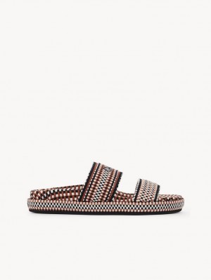 Chloe Rori Platta Mule Röda Bruna | CHE-SR14135