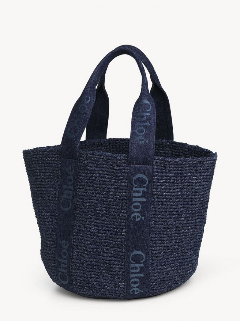 Chloe Large Woody Basket Toteväska Blå | CHE-SR13289
