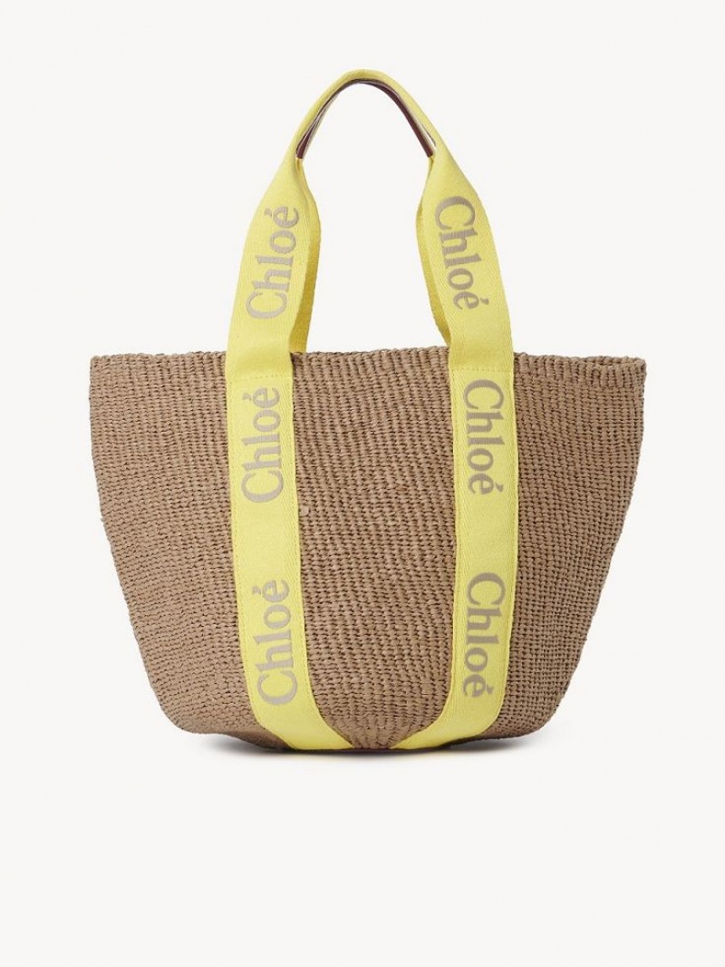 Chloe Large Woody Baskets Gula Beige | CHE-SR13628