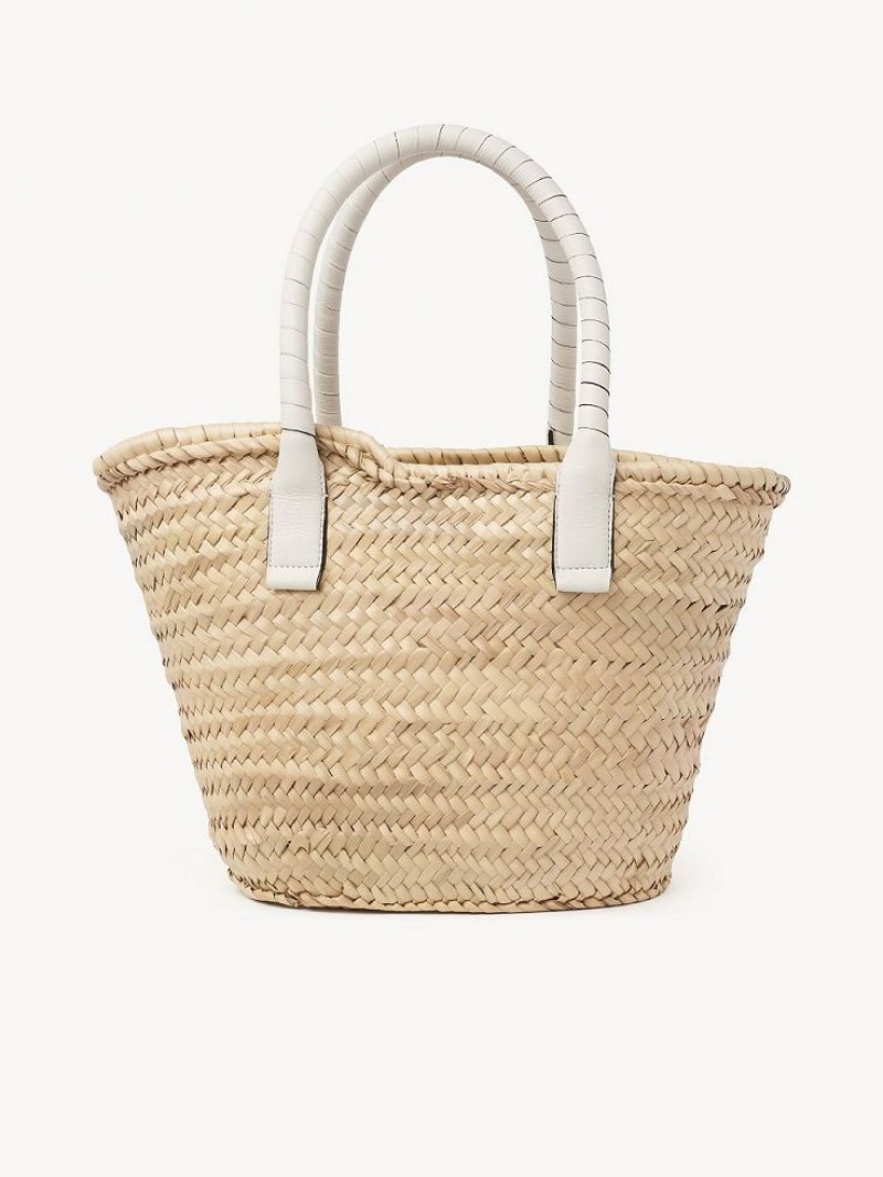 Chloe Medium Marcie Basket Toteväska Vita | CHE-SR13291