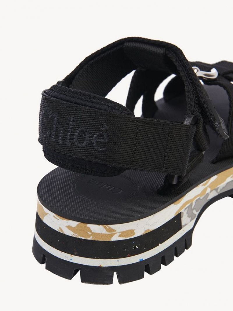 Chloe Nikie Active Platta Sandaler Svarta | CHE-SR14169