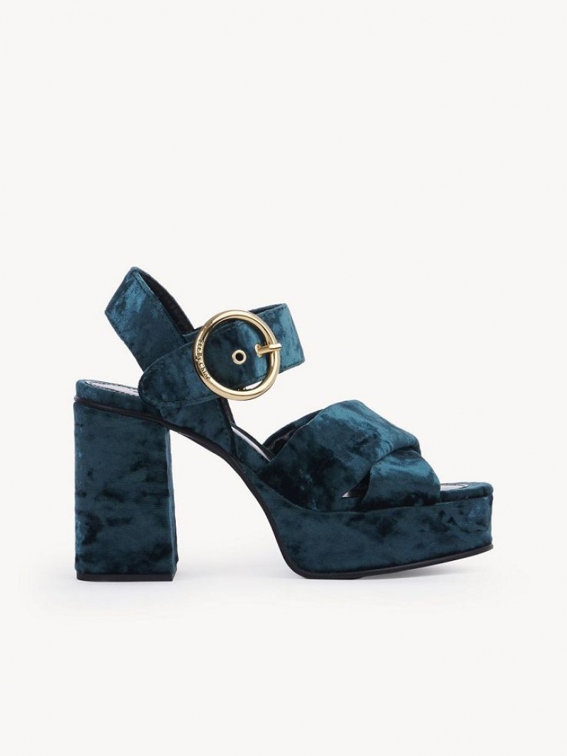 Chloe Orla Platform Sandaler Gröna | CHE-SR14808