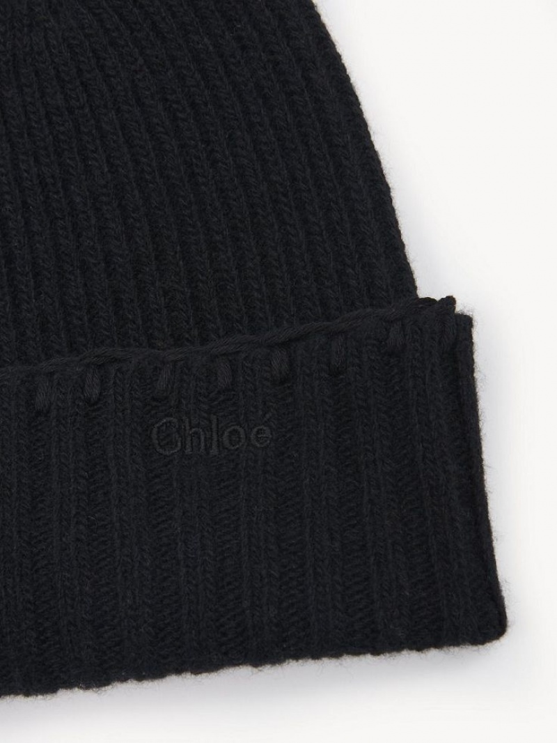 Chloe Räfflad Knit Beanie Hatt Svarta | CHE-SR14487
