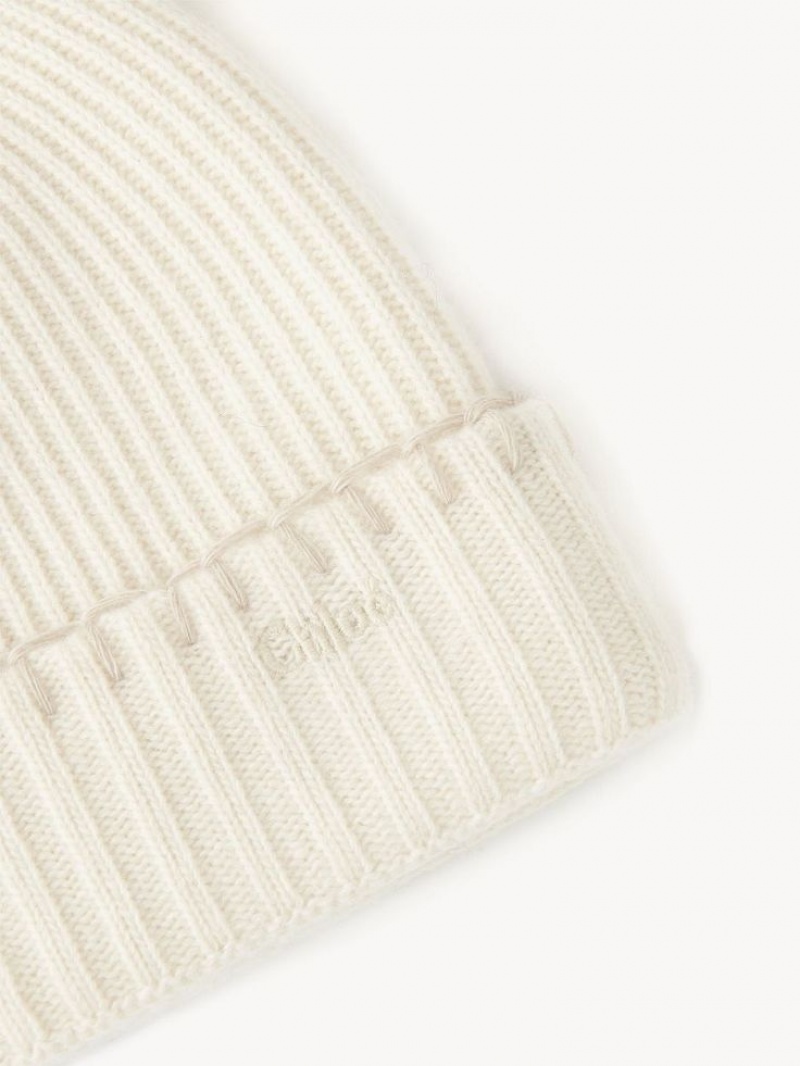 Chloe Räfflad Knit Beanie Hatt Vita | CHE-SR14473