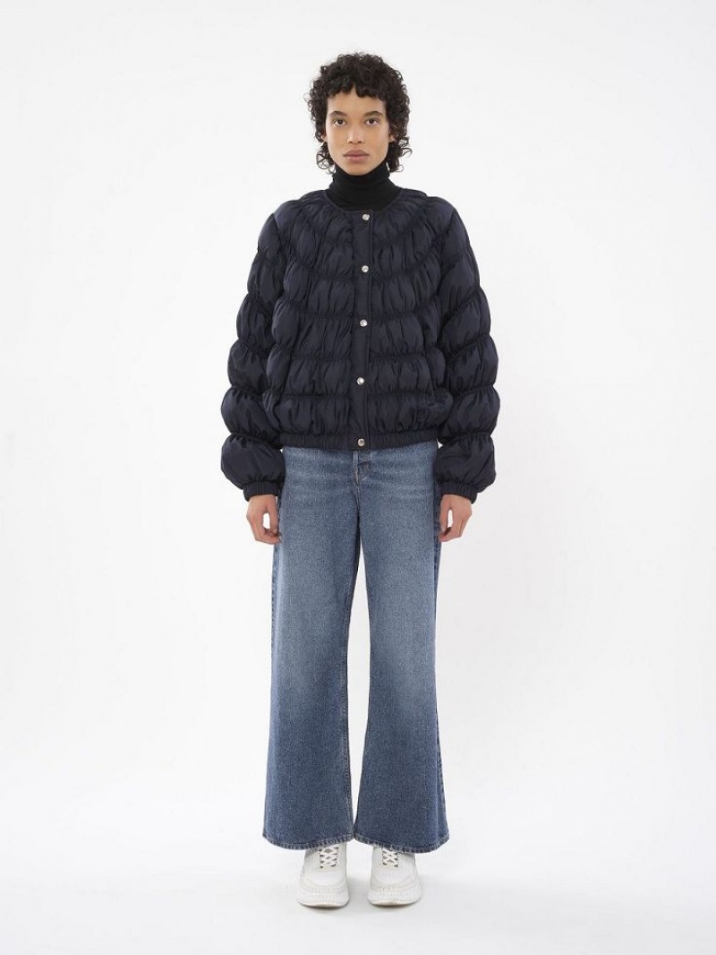 Chloe Ruched Puffer Jackor Blå | CHE-SR13809
