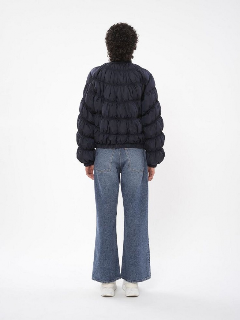 Chloe Ruched Puffer Jackor Blå | CHE-SR13809