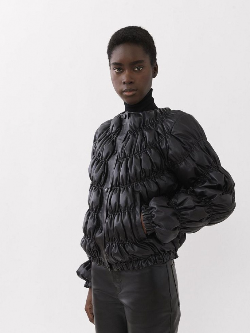 Chloe Ruched Puffer Jackor Svarta | CHE-SR13811