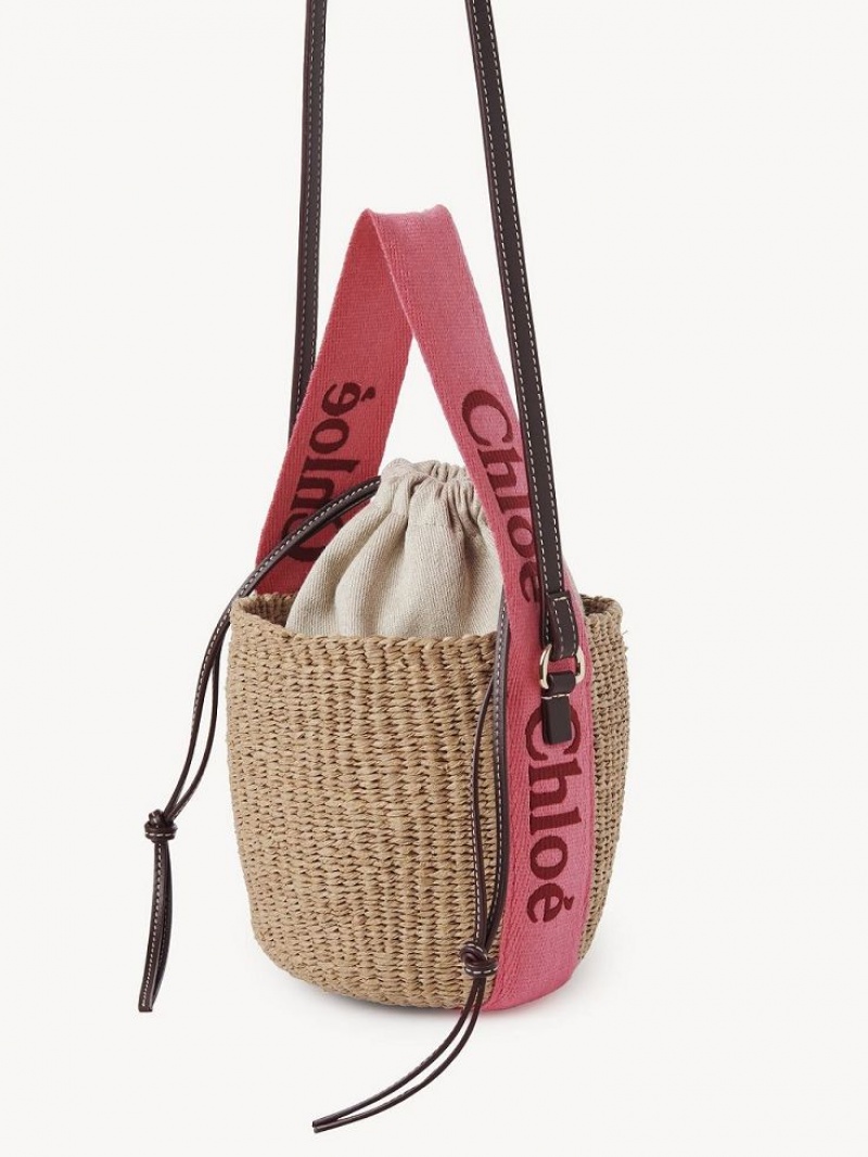 Chloe Small Woody Basket Crossbody Väska Rosa Röda | CHE-SR13616