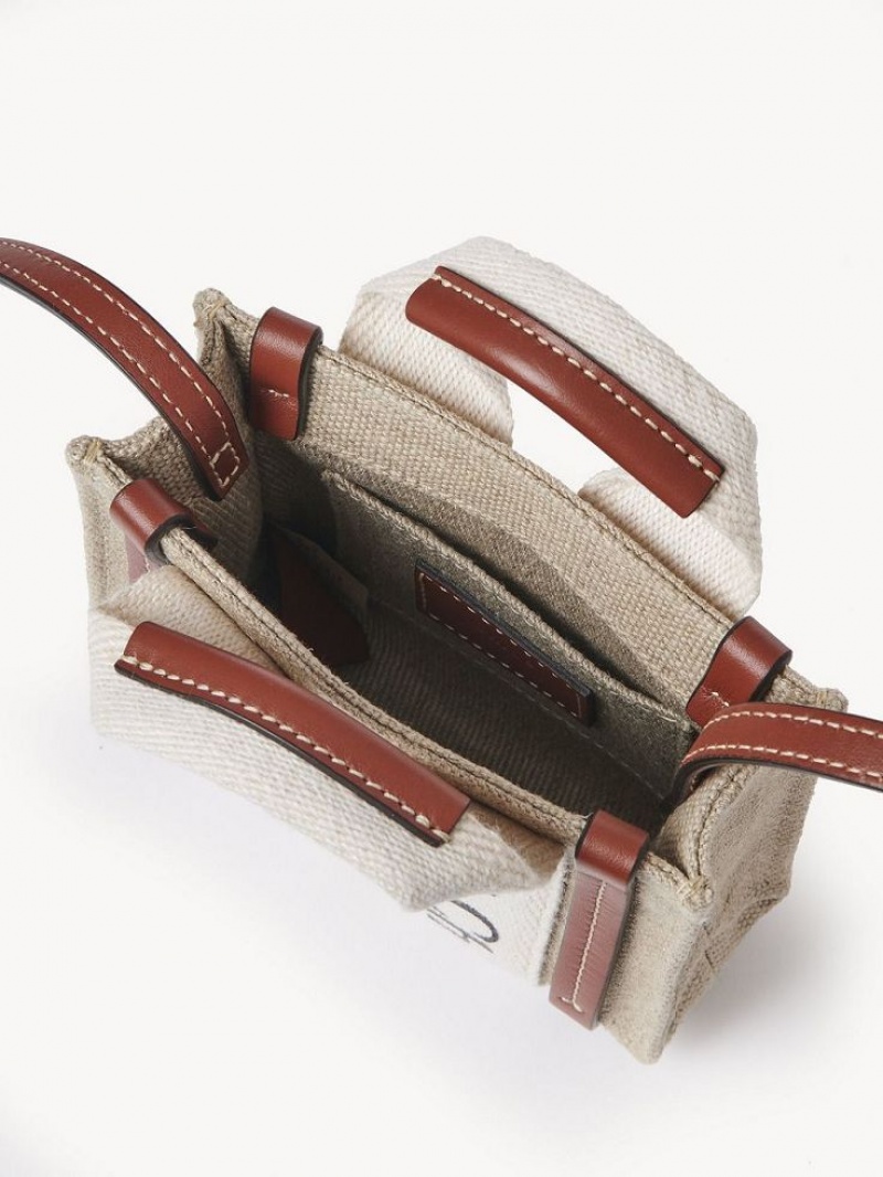 Chloe Woody Nano Crossbody Väska Vita Bruna | CHE-SR13495